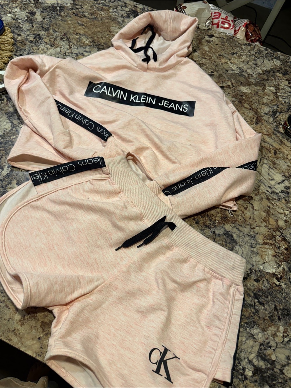 Calvin Klein Light Pink Kids Hoodie & Shorts Set
